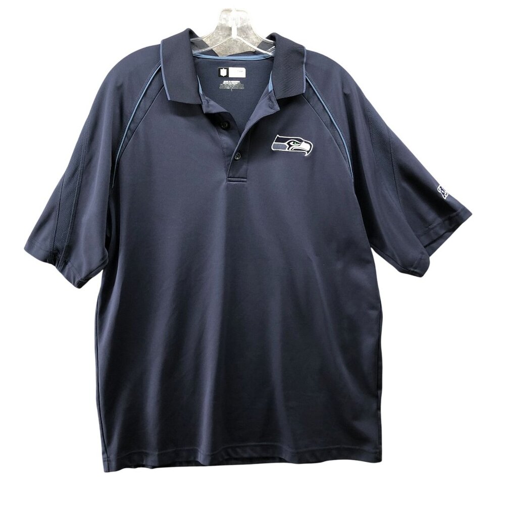NFL Seattle‎ Seahawks Active Polo Shirt Mens XL Navy Short Sleeve